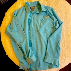 Men’s Aqua Long Sleeve Button Down Fishing Shirt